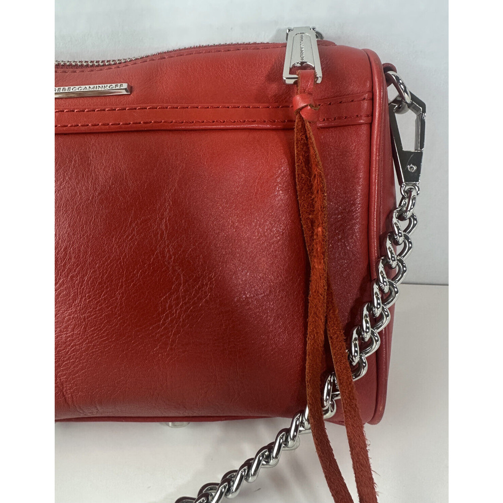 Rebecca Minkoff Mini Mac Crossbody Bag Red Leather Purse Chain Strap Studded - Picture 7 of 16